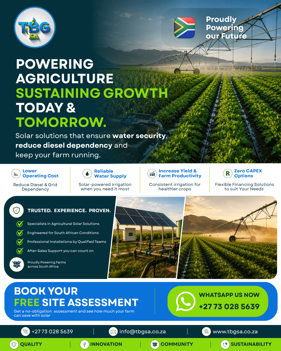 TBG SA agriculture growth advert