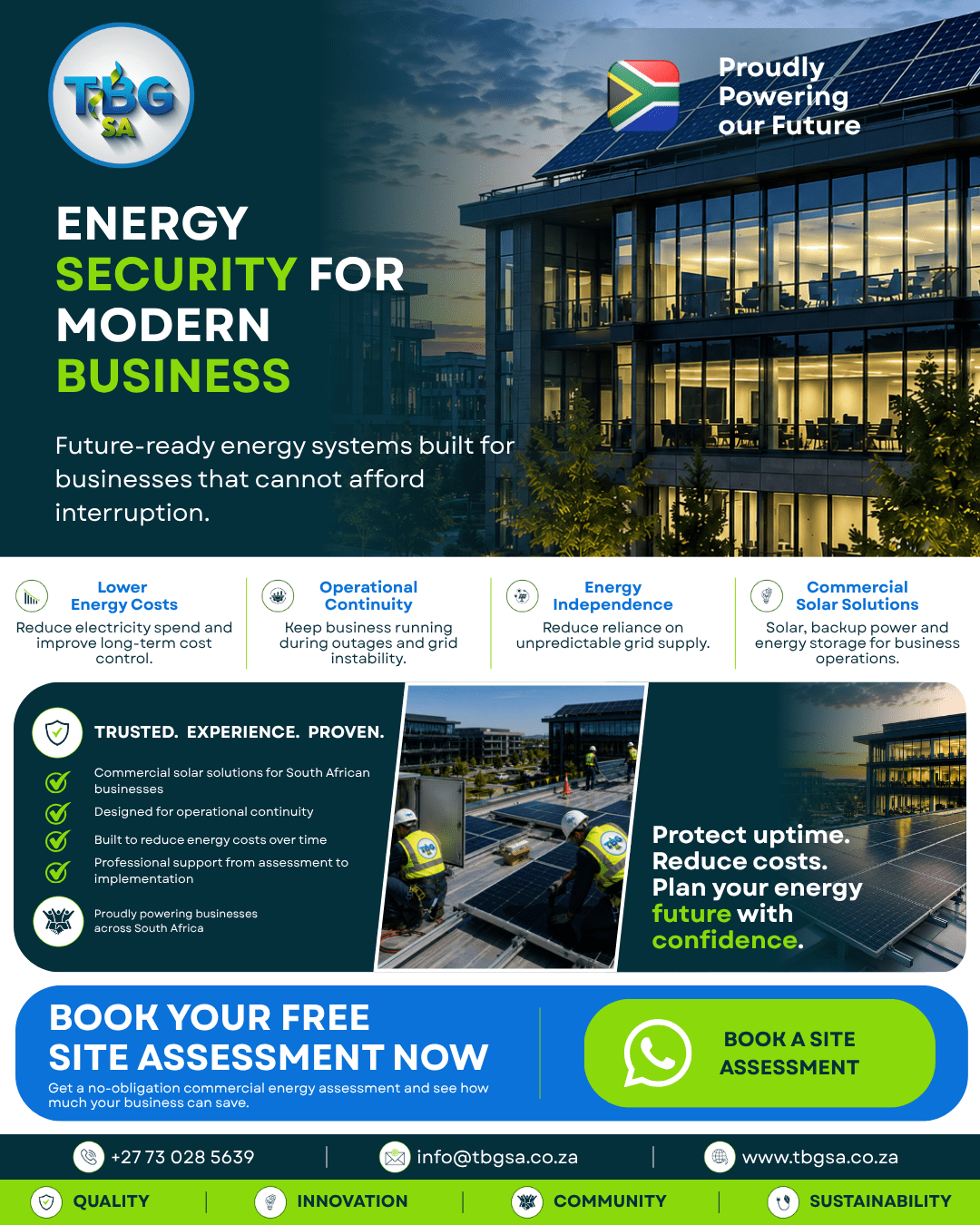 TBG SA energy security for modern business advert